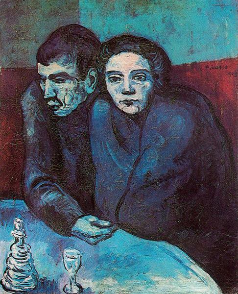 Pablo Picasso Oil Painting Man And Woman In Cafe Study